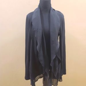 Studio Y Black Shawl Cardigan Drape Sheer Jacket Size L